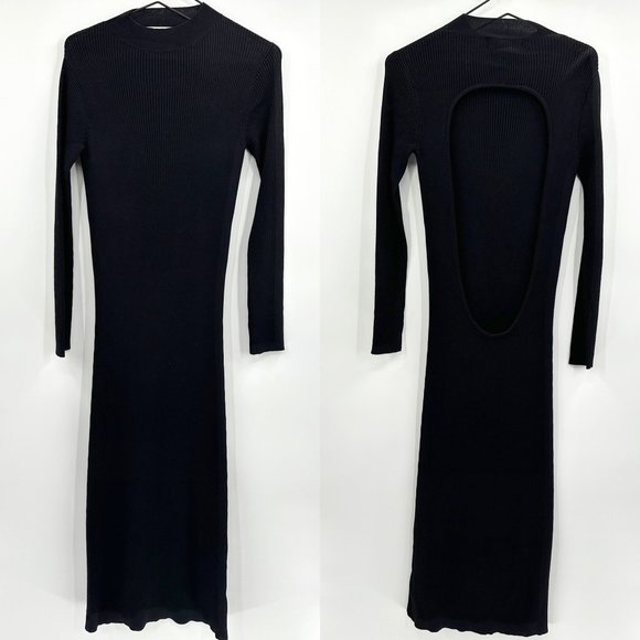 Musier Paris Darc Black Midi Ribbed Dress - Picture 2 of 8